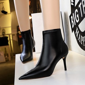 Chaussures pour femmes tendance, talons aiguilles de 8 cm, pointus, sexy, courts, noirs, talons hauts, bottines pour femmes - Product Image 5
