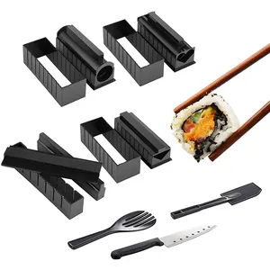 Amaozn Best Selling DIY Sushi Making Kit Beginners Tutorials Step By Step 11 Pieces With 4 Sushi Rice Roll Mold Shape