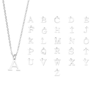 Collier pendentif alphabet anglais en acier inoxydable AZ, style coréen, design de niche, chaîne en bambou, collier sportif pour couples, best-seller - Product Image 4
