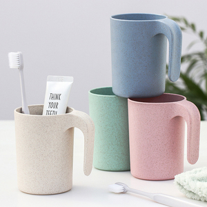 Accesorios de baño para el hogar, taza reutilizable para gárgaras, taza de enjuague bucal de paja de trigo ecológica para lavar los <span class=keywords><strong>dientes</strong></span>, taza para gárgaras con asa - Product Image 3