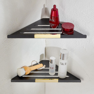 Étagère d'angle standard en acier inoxydable, triangle, 2 niveaux, pour rangement de salle de bain - Product Image 3