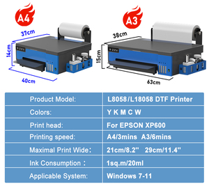 Impresora de Camisetas Modelo 2024, Impresión Más Rápida, Impresora DTF A3 L18058, Impresora de Inyección de Tinta Xp600 para Uso Doméstico - Product Image 3