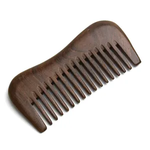 कस्टम काले चंदन नाशपाती peech अखरोट लकड़ी के बांस बाल दाढ़ी कंघी के साथ लोगो