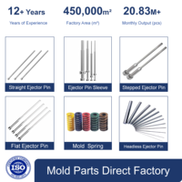 Pasador expulsor recto nitrurado 38CrMoAl estándar DME para molde de conector de precisión, punta de 0.8-1.9mm para molde de piezas electrónicas