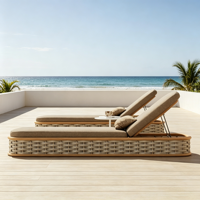 Chaise longue de jardin en rotin tressé de qualité supérieure pour hôtel, resort, patio, piscine, plage, maison d'hôtes, cour et jardin