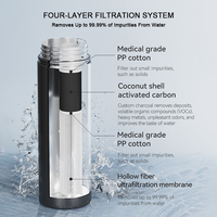 Bouteille filtrante à eau portable en acier inoxydable avec logo personnalisé, gourde isotherme sous vide pour camping et randonnée, avec paille