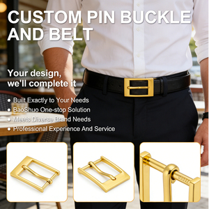 El fabricante Diseña tu propio nombre personalizado Pin chapado en oro 40mm Hebillas de cinturón de latón macizo Hebilla de cinturón de doble punta de una sola punta - Product Image 6