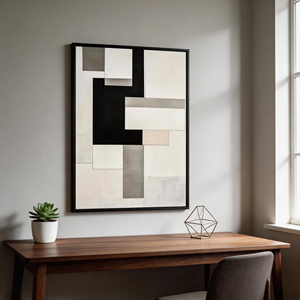 Quadro su Tela Moderno Wabi Sabi Minimalista Astratto Geometrico Nero Grigio Bianco Senza Cornice per Casa e <span class=keywords><strong>Ufficio</strong></span> - Product Image 4