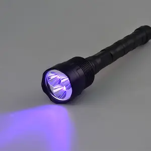Yüksek güç 30watt şarj edilebilir 365nm 395nm UV LED el feneri ağır siyah malzeme UV ışık