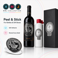 Étiquettes de bouteilles en feuille d'or de luxe, autocollants métalliques électroformés 3D en relief pour emballages de vins et spiritueux haut de gamme, logo OEM ODM