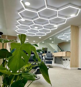 Hochwertiges anpassbares <span class=keywords><strong>3</strong></span>-poliges LED-Licht für Garagen und Werkstätten Hexagon Honeycomb Decken leuchte Wasserdichte Funktion - Product Image 3