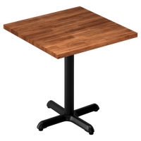 Table de restaurant en bois de rue haute qualité pied croisé en acier noir 80x80