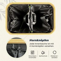 Panier à linge en bambou 160L avec 2 compartiments, bac de collecte de bouteilles et couvercle