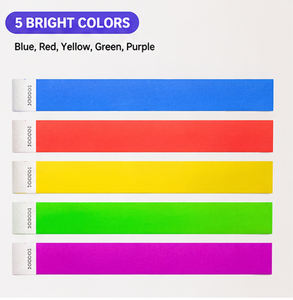 Fluorescent Tyvek Wristbands 5 Bright Colors 19mm Width Non-Toxic Paper Waterproof Environmental Friendly Folk Art Casual Style - Product Image 1