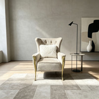 Fauteuil d'appoint de luxe en velours capitonné avec pieds dorés, vente en gros, directement de l'usine, OEM ODM, mobilier de salon
