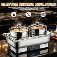 Plateau chauffant électrique à couvercle rabattable pour buffet, petit-déjeuner d'hôtel, cuisine, restaurant, réchaud de banquet de mariage, plaque chauffante, ensemble de réchauds pour fête