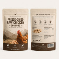 Sachet Doypack vide pour friandises pour animaux de compagnie à base de viande crue lyophilisée, avec logo personnalisé imprimé, pour complément nutritionnel et nourriture pour chiens et chats, en plastique