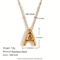Collana da donna trendy e graziosa con ciondolo a palloncino a forma di lettera, in acciaio inossidabile placcato oro, con diamanti, stile buddista di nicchia, con catena a maglie
