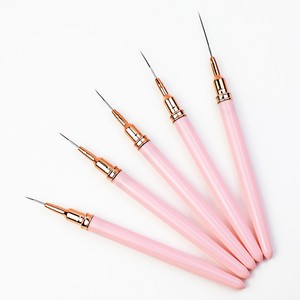 Ensemble de 5 pinceaux pour nail art, pointe électro-plaquée, manche en nylon plastique, outil de dessin ultra-fin, de sculpture et de peinture couleur - Product Image 4