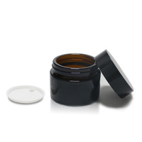 Pot cosmétique personnalisé en verre ambré, forme plate avec bouchon à vis sans plastique pour sérum de soin de la peau 15ml/30ml