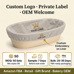 Kit de démarrage de levain naturel en rotin écologique, panier de levage du pain rond et ovale, ensemble de bannetons pour boulangerie artisanale professionnelle - Product Image 4