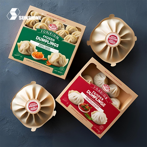 Boîte alimentaire pliable personnalisée en matériaux recyclés pour plats asiatiques surgelés à emporter, soupes végétariennes vapeur, raviolis, sushi, avec pelliculage mat - Product Image 2