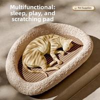 Canapé minimaliste pour chat et griffoir intégré, nid pour animaux de compagnie avec matériau en tissu, design résistant aux griffures pour chats