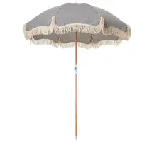 뉴질랜드 2.2m 블랙 스트라이프 맞춤형 비치 우산 tassels 야외 파라솔 만난 kwastjes 빈티지 태양 우산 정원