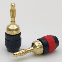 Connecteur banane doré 4 mm à fente, code couleur noir-rouge, paire pour amplificateur, récepteur, caisson de basses, kit de câblage pour système stéréo domestique