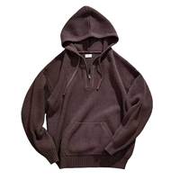 Pull à capuche court zippé et demi-fermeture éclair pour hommes Sweat à capuche en tricot surdimensionné et pull avec capuches pour hommes