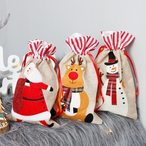 Nuevo creativo Navidad Lino viejo muñeco de nieve vino tinto Set Mesa botella de vino bolsa vino tinto bolsa regalo Decoración - Product Image 6