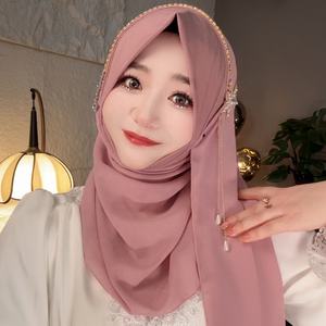 Hijab de Chifón de Color Sólido de Alta Calidad Instantáneo de Malasia 2026, Hijabs Elegantes de Lujo con Cuentas para Mujer, Modelo <span class=keywords><strong>H886</strong></span> - Product Image 2