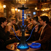 Chicha en verre bleu doré et acier inoxydable