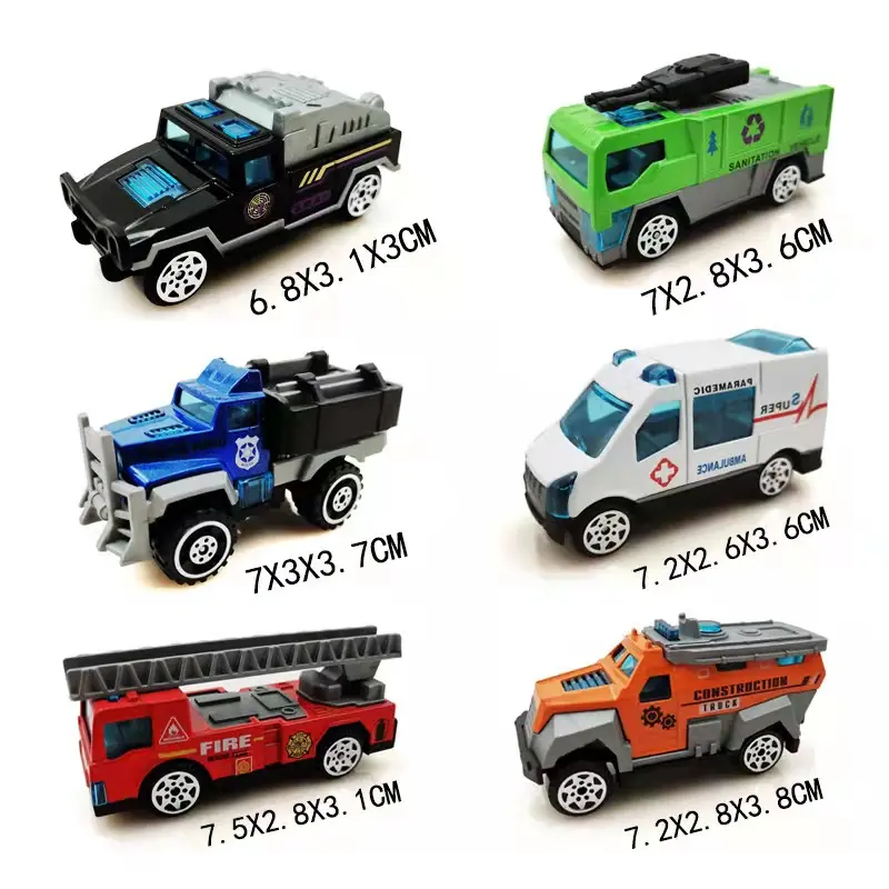 6pcs मिश्र धातु निर्माण इंजीनियरिंग ट्रक मॉडल मिनी जेब आकार खेलने वाहनों कारों खिलौना बच्चों के लिए