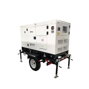 Factory price portable trailer type generator 30kva 40kva 50kva water cooled super silent diesel generator with wheels