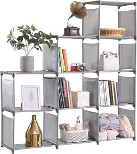 8-<b>Cube</b> Multifunctional Bookshelf <b>Storage</b> Rack Non-Woven Metal Iron Cabinet with MDF Wood Style Living Room Bedroom School Use - Product Image 1