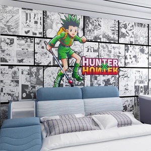 Papel pintado de Anime japonés decoración de pared del dormitorio de los niños Hunter Boy papel pintado de cómic blanco y negro - Product Image 4