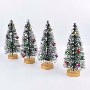 Mini arbres de Noël artificiels givrés en sisal, décorations de table pour la maison, ornements d'hiver - Product Image 1