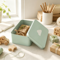 Boîte en métal rectangulaire personnalisée pour biscuits et bonbons, conteneur d'emballage alimentaire en métal de qualité alimentaire avec couvercle pour coffret cadeau, vente en gros
