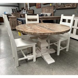 Table à manger rustique de style industriel Mobilier de campagne français Design moderne Bois naturel recyclé Cuisine en pin du Vietnam Hôtel - Product Image 1