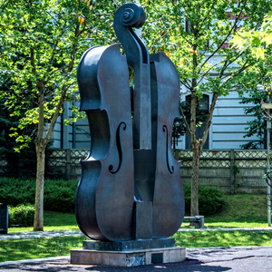 Hermosa Escultura Decorativa Moderna de Violín, Instrumento Musical, Violoncello, Escultura de Bronce - Product Image 1