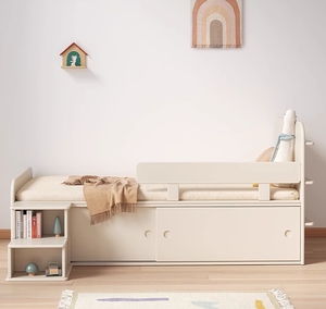 Cama para niños estilo crema, cama para dormitorio <span class=keywords><strong>de</strong></span> niñas, cama individual, cama <span class=keywords><strong>de</strong></span> barandilla para adolescentes, cama <span class=keywords><strong>de</strong></span> media altura, cama <span class=keywords><strong>de</strong></span> tamaño pequeño - Product Image 2