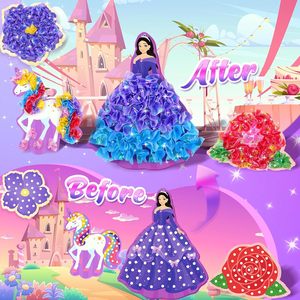 Kits de Poke Art - Princesas Mágicas, <span class=keywords><strong>Manualidades</strong></span> DIY <span class=keywords><strong>para</strong></span> Niñas de 4 a 12 Años, Regalos de <span class=keywords><strong>Cumpleaños</strong></span> y Navidad, Recuerdos de Fiesta, Poliéster - Product Image 2