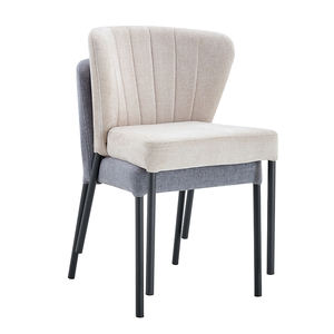 Sillas de sala de estar sin brazos simples modernas Silla de comedor tapizada de terciopelo de tela apilable con patas de metal - Product Image 1