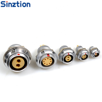 Connecteur aviateur Sinztion série B ECG circulaire push-pull autobloquant, à broche coudée longue de 90°, pour soudure sur circuit imprimé, avec double écrous