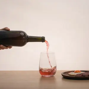 Gıda sınıfı 16oz 500ml Stemless Crystal cam içme bardağı kırmızı şarap içimi için