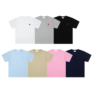 เสื้อยืดลายสก็อตผ้าฝ้าย 100% สำหรับผู้ชาย ระบายอากาศได้ดี ทรงหลวม โลโก้ปั๊มนูนรูปหัวใจ น้ำหนัก 280 กรัม ทรงปกติ แห้งเร็ว ยอดนิยม ปารีส - Product Image 1