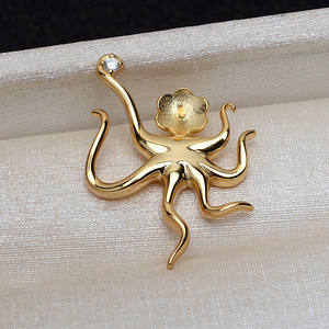 จี้เงินแท้ S925 พร้อมพู่ห้อยประดับมุก 8-10 เม็ด จี้รูปปลาหมึกสำหรับผู้หญิง อุปกรณ์ทำเครื่องประดับ DIY ตัวจี้เปล่า ผลิตภัณฑ์กึ่งสำเร็จรูป - Product Image 3