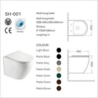 WC mural moderne avec douchette bidet intégrée, toilette suspendue sans bride en céramique pour salle de bain