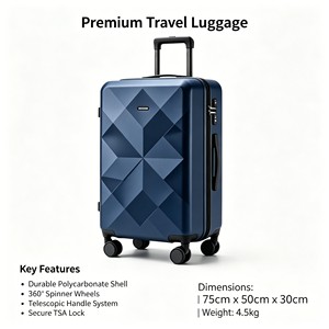 Valise rigide pour ordinateur portable avec logo personnalisé, 28 pouces, approuvée par la TSA, roues pivotantes à 360°, poignée ergonomique, bagages de voyage haut de gamme pour les voyages - Product Image 2